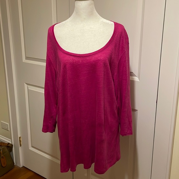 Eileen Fisher Tops - Eileen Fisher Scoop Neck Linen Tunic in Magenta. Size XL. GUC